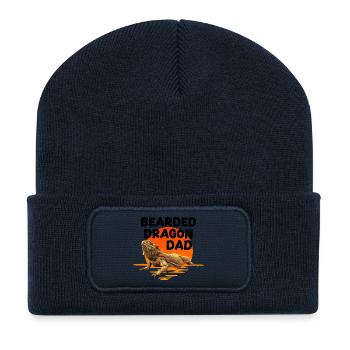 Bearded Dragon Dad - Recycled Patch Beanie - french navy - Front