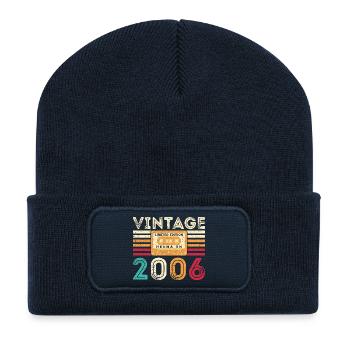 2006 Vintage Retro Birthday Gift - Recycled Patch Beanie - french navy - Front