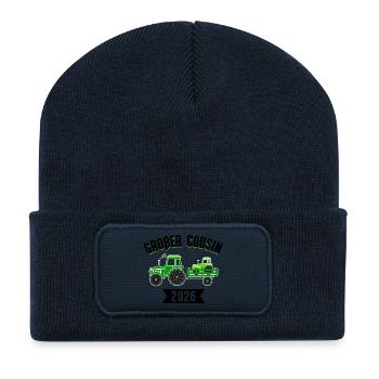 Annonce du bébé grossesse du grand cousin en 2026 - Beanie recyclé à patch - bleu marine - Devant