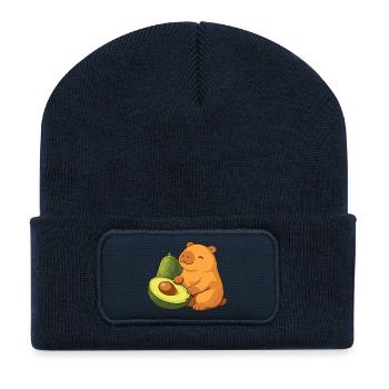 Capybara with avocado - Recycled Patch Beanie - french navy - Front