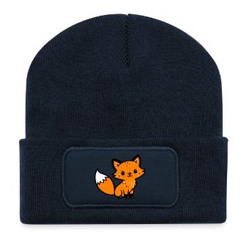 Fox Cute Comic - Recycled Patch Beanie - french navy - Front