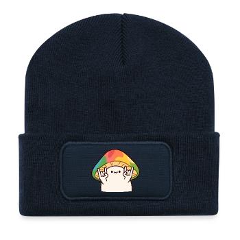 Un champignon hétéroclite marque la pierre - Beanie recyclé à patch - bleu marine - Devant