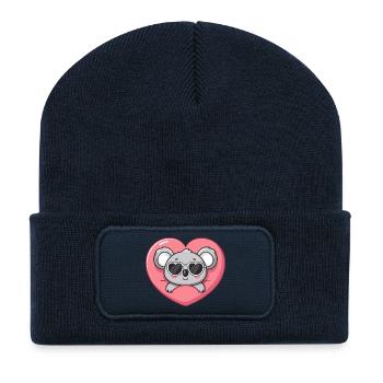 Koala Coeur et Lunettes Cool - Beanie recyclé à patch - bleu marine - Devant