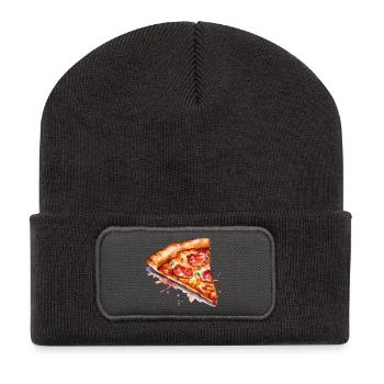 Tranche de pizza aquarelle - Beanie recyclé à patch - charbon - Devant
