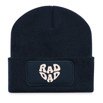 Retro Rad Dad Heart – Cooler Vater (Custom Color) - Recycelte Patch Beanie - French Navy - Vorne