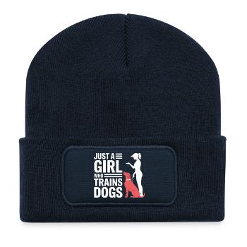 Juste une fille qui entraîne des chiens Fierté de dresseuse - Beanie recyclé à patch - bleu marine - Devant