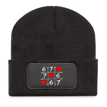 67 Six Seven Meme 6 7 Heart Valentine’s Day Teens - Recycelte Patch Beanie - Dunkelgrau - Vorne