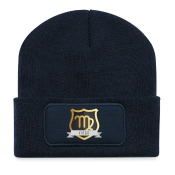 Sternzeichen Jungfrau Wappen Virgo Design - Recycelte Patch Beanie - French Navy - Vorne