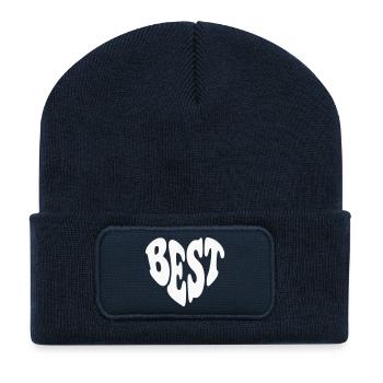 Cœur du meilleur (ami / partenaire) - Couleur personnalisable - Beanie recyclé à patch - bleu marine - Devant