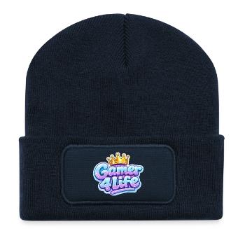 Gamer 4 Life Krone Design - Recycelte Patch Beanie - French Navy - Vorne