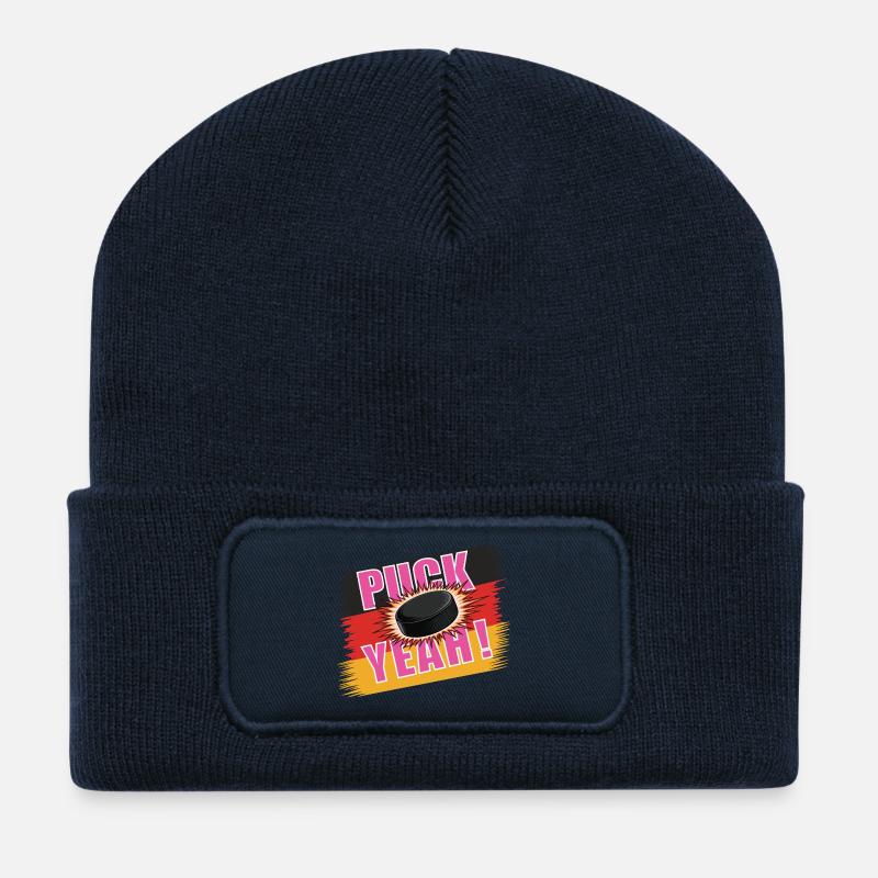 Puck Yeah – Eishockey T-Shirt - Recycelte Patch Beanie - French Navy