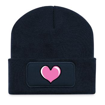 Amour du cœur - Beanie recyclé à patch - bleu marine - Devant