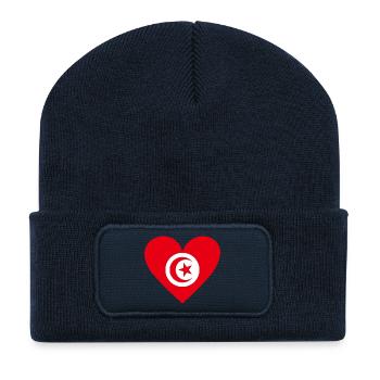 Heart Crescent Moon Star - Recycled Patch Beanie - french navy - Front