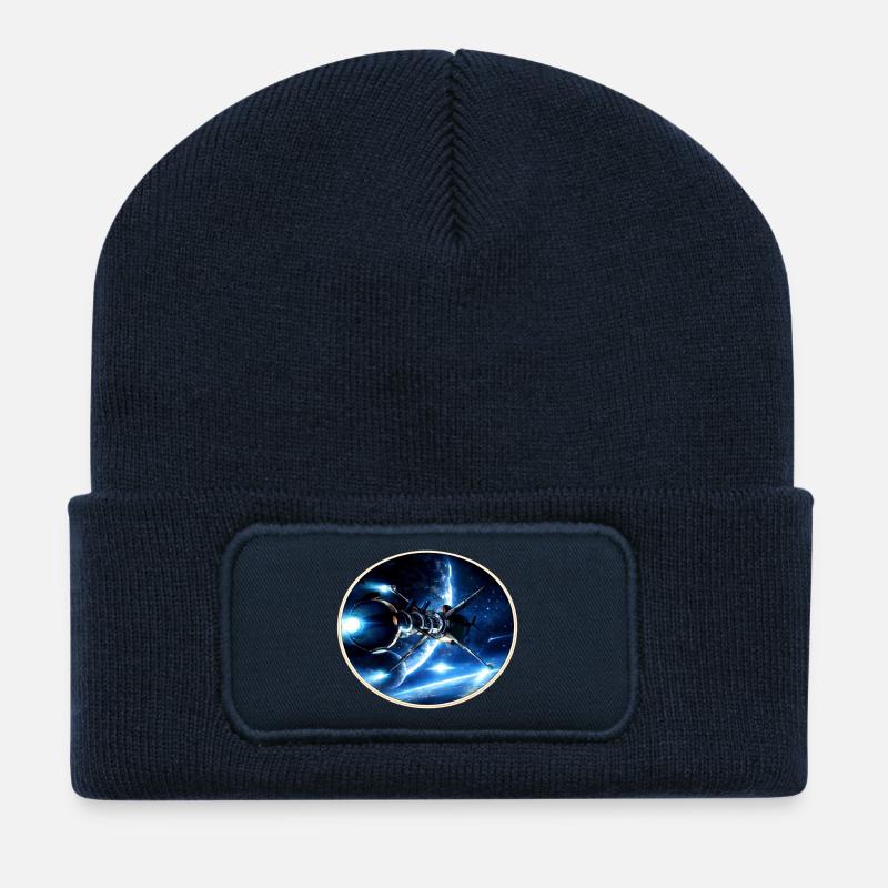 The Comet - Retro Space Emblem – 8-Bit Starship - Recycelte Patch Beanie - French Navy