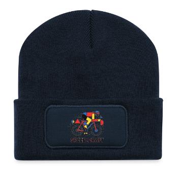 Speed Craft Bauhaus Vintage Cyclist Art - Recycled Patch Beanie - french navy - Front