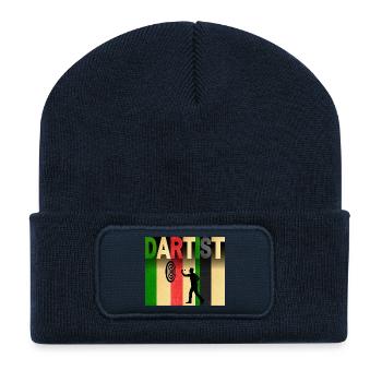 Dartist: Kunst trifft Dart Retro-Streifen - Recycelte Patch Beanie - French Navy - Vorne