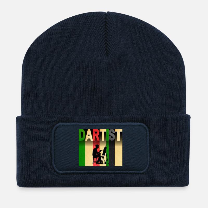 Dartist-Künstler im Atelier - Recycelte Patch Beanie - French Navy