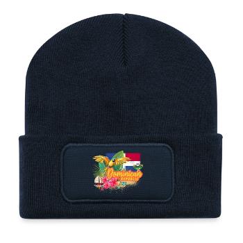Dominikanische Republik Retro Karibik Souvenir - Recycelte Patch Beanie - French Navy - Vorne