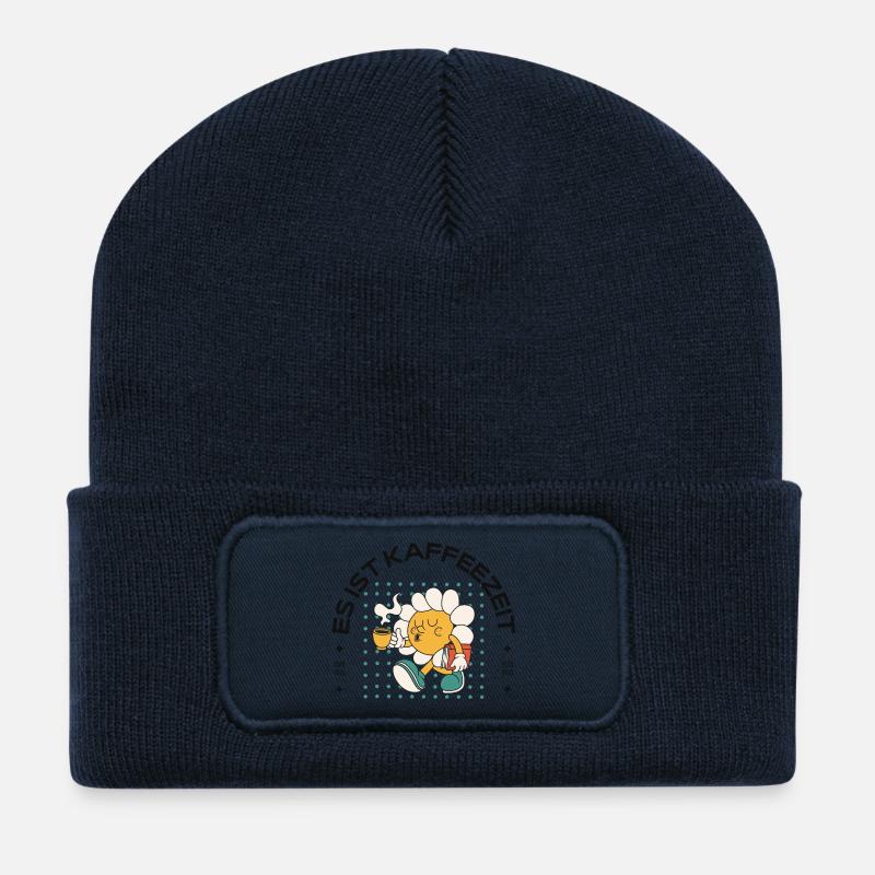 Büro und Kaffee  - Recycelte Patch Beanie - French Navy