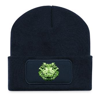 Krokodil Alligator Reptilien Kroko Liebe Krokodile - Recycelte Patch Beanie - French Navy - Vorne