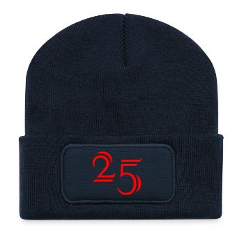 25. 25 ANS. 25e ANNIVERSAIRE. ANNIVERSAIRE 25 ANS. - Beanie recyclé à patch - bleu marine - Devant