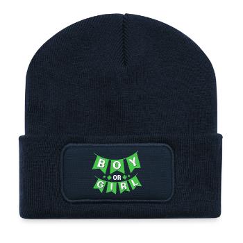 Révélation du sexe de la fête de bébé de la Saint-Patrick - Beanie recyclé à patch - bleu marine - Devant