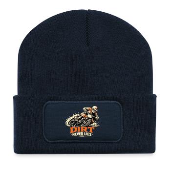 Motocross Rider Graphic Retro Offroad - Recycled Patch Beanie - french navy - Front