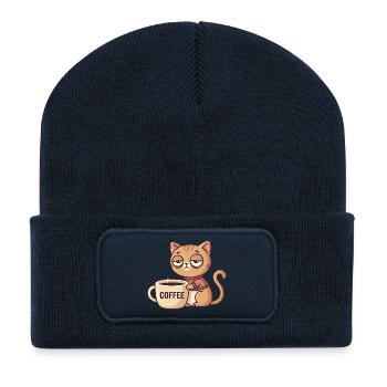 Kätzchen Kaffee Charm - Recycelte Patch Beanie - French Navy - Vorne