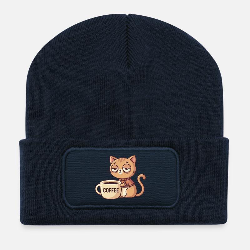 Kätzchen Kaffee Charm - Recycelte Patch Beanie - French Navy