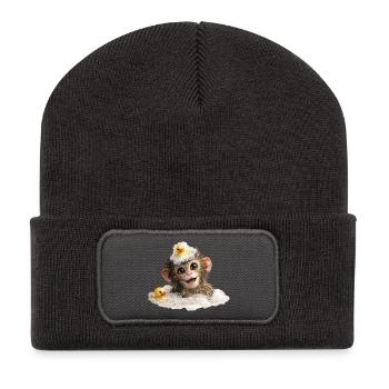 Singe du Bain avec Canard en Caoutchouc - Beanie recyclé à patch - charbon - Devant