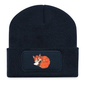 Süßer Fuchs Geschenk für Fuchsfan Jungen & Mädchen - Recycelte Patch Beanie - French Navy - Vorne
