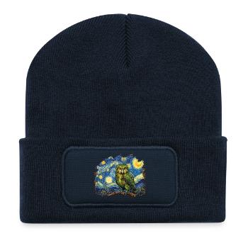 Nuit Kakapo Perroquet de Nouvelle-Zélande Kakapo Oiseau Étoilé - Beanie recyclé à patch - bleu marine - Devant