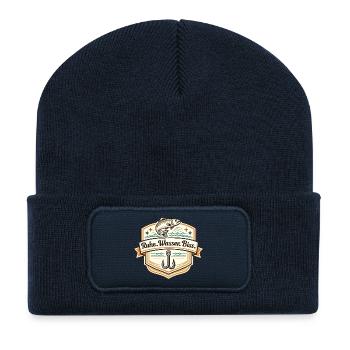 Ruhe Wasser Biss Badge - Recycelte Patch Beanie - French Navy - Vorne
