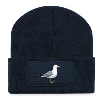 Cadeau de vacances de la mer du Nord de l’Allemagne de la Mouette - Beanie recyclé à patch - bleu marine - Devant