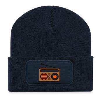 Retro Radio Kassette Musik 80er - Recycelte Patch Beanie - French Navy - Vorne