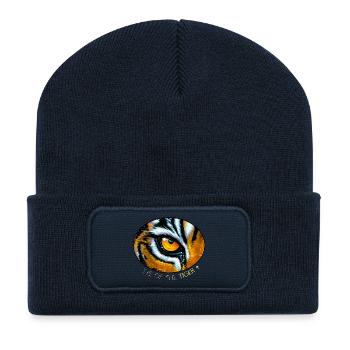 Auge des Tigers Abbildung in einem Oval - Recycelte Patch Beanie - French Navy - Vorne