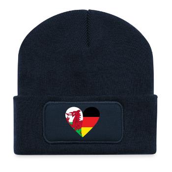 Dragon Flag Heart Design Wales - Beanie recyclé à patch - bleu marine - Devant