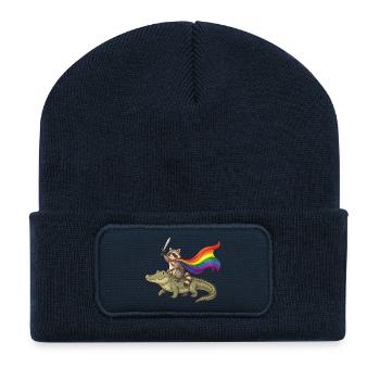 LGBTQ-Pride-Monat – Stolzer LGBTQ-Waschbär - Recycelte Patch Beanie - French Navy - Vorne
