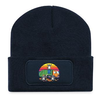 Recycling-Räuber im Regenbogen - Recycelte Patch Beanie - French Navy - Vorne
