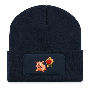 Lustiges Grill Design - Recycelte Patch Beanie - French Navy - Vorne