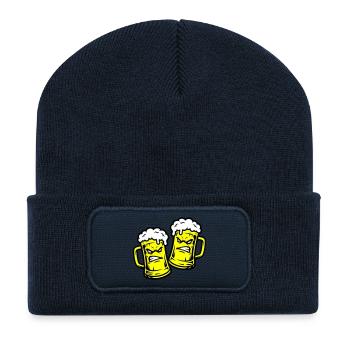 Beer Comic Beer Glass - Recycled Patch Beanie - french navy - Front