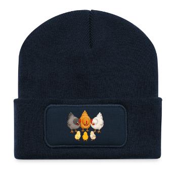 Chickens with chicks - Recycled Patch Beanie - french navy - Front