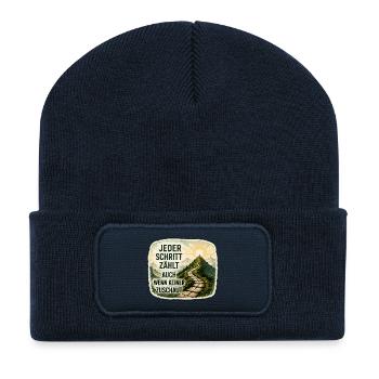 Jeder Schritt zählt – auch wenn keiner zuschaut - Recycelte Patch Beanie - French Navy - Vorne