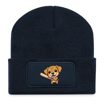 Süßer Baseball Welpe für Hundefans Kinder - Recycelte Patch Beanie - French Navy - Vorne
