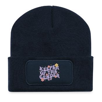 Révélation de sexe : Gardien de la baby shower de genre - Beanie recyclé à patch - bleu marine - Devant