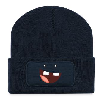Lustiges Monster mit breitem Grinsen - Recycelte Patch Beanie - French Navy - Vorne