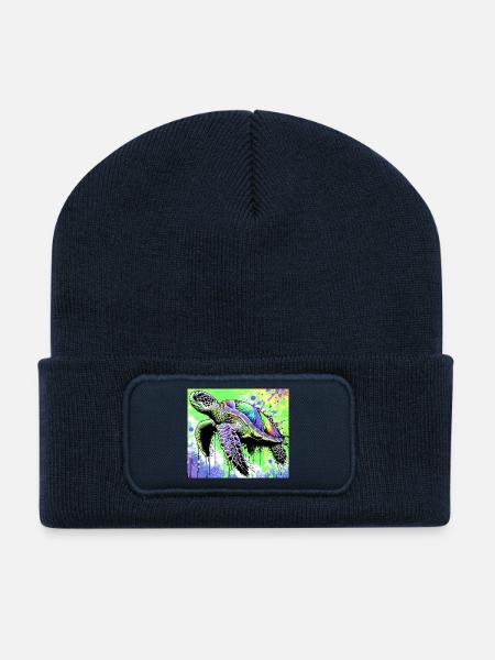tortue - Beanie recyclé à patch - bleu marine