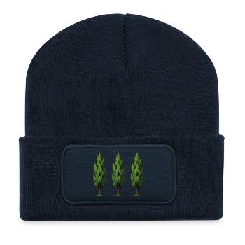 Three Tree Silhouette Pattern - Recycled Patch Beanie - french navy - Front