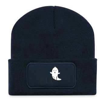 Boo – Funny Ghost Halloween Design - Recycled Patch Beanie - french navy - Front