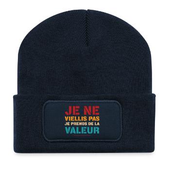 Je Ne Vieillis Pas Je Prends De La Valeur T-Shi... - Beanie recyclé à patch - bleu marine - Devant